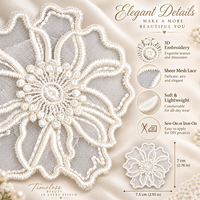 Applique florale 3D en dentelle blanche, broderie florale à coudre ou thermocollante pour robes, mariages, vêtements, sacs et projets DIY