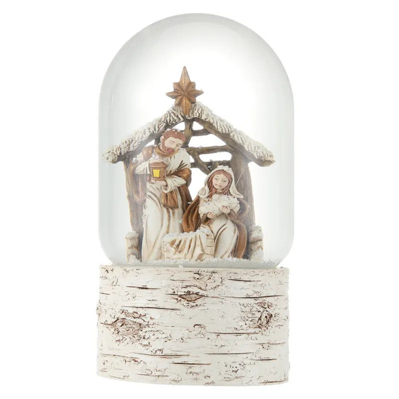 Globo de agua de resina personalizado, globo de cristal soplado de nieve, historia clásica, decoración navideña, música de Jesús blancos