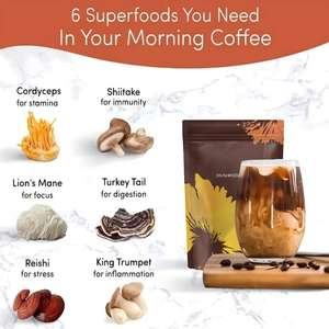 <span class=keywords><strong>Café</strong></span> instantané aux champignons sans sucre, saveur amer, en poudre, directement de l'usine, soutien énergétique naturel, emballage en vrac, faible MOQ et OEM - Product Image 3