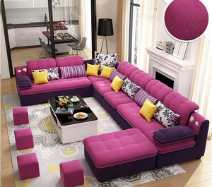 Grosir kain serat mikro putih kustom Sofa bagian ruang tamu dengan Ottoman paling nyaman untuk apartemen atau penggunaan Hotel - Product Image 2