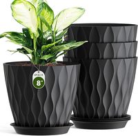 Pot de fleurs ondulé en PP de 8 pouces avec 48 trous de drainage et soucoupe amovible, résistant aux UV et au gel, multicolore pour plantes d'intérieur et d'extérieur