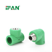 IFAN En stock Raccords PPR à insérer en acier inoxydable 304, filetés, 20-110 mm, Té et Coude pour la distribution d'eau en bâtiment
