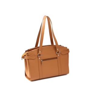 Sac classique pour femme en cuir véritable avec fermeture à bouton, bandoulière, poignée unique, décoration à rivets, grande capacité, prêt pour les voyages - Product Image 2