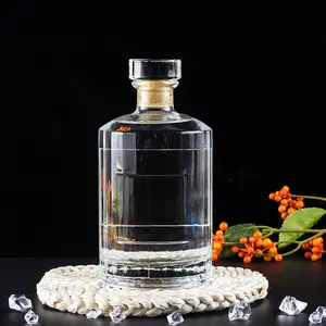 Kustom Bening Mewah Kosong Kristal Kaca Gim Botol Vodka 700Ml 750Ml Blended Whisky Glass Decanter