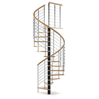 Escalier circulaire moderne avec marches en bois naturel pour villas contemporaines
