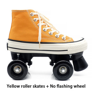 Patins à roulettes <span class=keywords><strong>quad</strong></span> pour hommes et femmes, en stock d'usine, avec roues lumineuses en PU, chaussures en toile et semelle en caoutchouc - Product Image 2