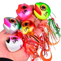 WildTrek 60g-200g Leurre Jig Head Kabura Snapper Slider avec jupe en silicone et doubles hameçons, appât dur pour eau salée, pour la pêche au bar et au cabillaud en eau lente