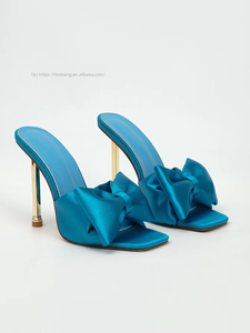 Outgoing Slippers Women's Thin-heeled Bow High-heeled Sandals Comfortable Casual French Elegant <b>Soft</b> Bottom Summer - Product Image 4