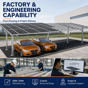 Système de montage de carport solaire en aluminium sur mesure OEM pour projets de stationnement multi-voitures résidentiels et commerciaux - Product Image 2