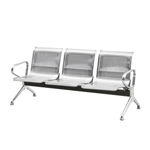 Banco de espera de acero inoxidable Jian Yi Furniture de 3 plazas con pasamanos para uso público en interiores - Product Image 1