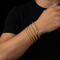 Pulsera de Cadena Trenzada de Latón Chapado en Oro de 14K, Resistente al Agua, Joyería Moderna, Estilo Hiphop, Geométrica, para Hombre y Mujer, Venta al Por Mayor