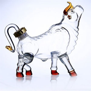 1000 ml 750 ml À La Main animal bouteille vache forme bouteille d'alcool en verre taureau bouteille pour les esprits - Product Image 1