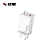 WISESIR 67W GaN Pengisi Daya Cepat dengan 3 Port (2 Type-C 1 USB) Perlindungan OTP/OVP untuk Ponsel & Laptop