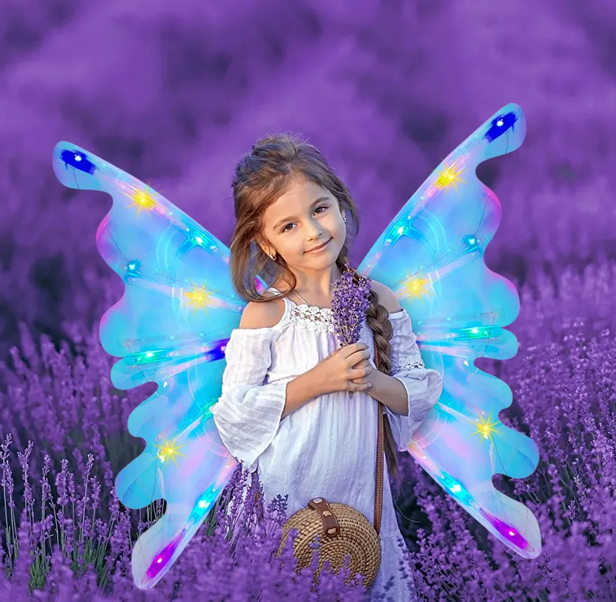 Venda quente Led Butterfly Wing Crianças Elétrica Movendo Borboleta Fairy Wings Para Crianças