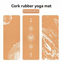 Tapis de yoga en liège imprimé blanc, caoutchouc naturel, 5 mm, absorbant la transpiration, antidérapant, respectueux de l'environnement, amortissant les chocs, tapis de fitness