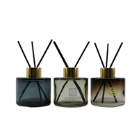 Bouteille en verre vide de luxe pour diffuseur à bâtonnets d'aromathérapie, couleur personnalisée, 50ml, 100ml, 150ml, 200ml, noir, ambre, transparent, blanc
