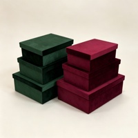 Boîte rectangulaire en velours de haute qualité, ensemble de 3 pièces, boîte à fleurs, boîte cadeau en velours, boîte à roses en velours pour la Saint-Valentin