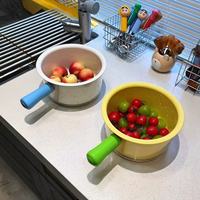 Écumoire multifonctionnelle en plastique pour légumes et fruits, panier de lavage double couche avec filtre à résidus alimentaires pour évier de cuisine