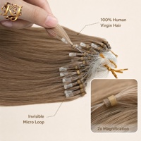 Extensions de cheveux OEM/virgines européennes à micro-boucles, ligne de pêche, qualité 12A, double tirage, ondulation naturelle, pré-collées