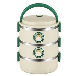 Boîte à <span class=keywords><strong>bento</strong></span> multicouche en acier inoxydable 304 belle boîte à lunch ronde pour étudiants boîte à lunch portable isolée - Product Image 6