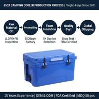 Glacière thermique rotomoulée en PE écologique pour panneaux solaires 65QT, robuste, avec logo personnalisé, pour camping, pêche, boissons et chaise