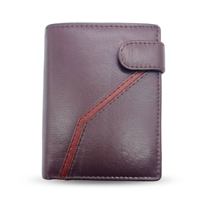 Portefeuille horizontal bicolore marron en cuir pleine fleur, fabriqué à la main, étui fin pour billets, conception anti-RFID, fabricant OEM/ODM. - Product Image 1