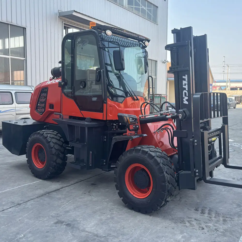 2024 TLTCM tüm bozuk arazi forklifti kamyon 3.5t 4 t 5 t Off Road Forklift 5 ton dizel 4wd Forklift kaldırma 3m 4m 5m satılık