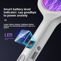 Raquette anti-moustiques 2-en-1 rechargeable avec affichage du niveau de batterie, indice de protection IP33, haute tension, pour usage domestique intérieur