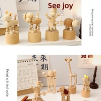 Adornos de Escritorio para Dormitorio, Manualidades Decorativas de Animales de Madera Blanca para DIY Creativo