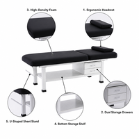 Table de massage professionnelle de luxe avec 2 tiroirs, table de soin réglable pour salon de beauté, spa, tatouage, capacité robuste de 660 lb