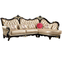 Canapé de salon de style européen de luxe, en cuir véritable, modulaire, pour hôtel, structure en bois massif, style antique américain