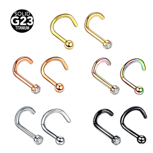 Getta Piercings d'implants nasaux en titane plaqué or 14 carats 18G 20G Anneau nasal à vis Naril Nariz Boucles d'oreilles pour femmes Corps ASTM Ball - Product Image 1