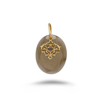 Pendentif Mlluki en argent sterling 925 plaqué or 14 carats avec pierre précieuse en cordierite et quartz dentelle de forme géométrique en œuf