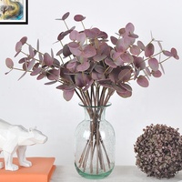 Petite plante artificielle d'eucalyptus A-512, feuilles d'eucalyptus PU au toucher réel, feuilles de Dollar en argent