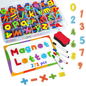 271 Piezas, Juego de Alfabeto Magnético ABC en Inglés, con Tablero Magnético, Juego de Ortografía para Niños, Juguete Educativo en Inglés - Product Image 1