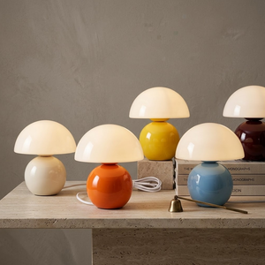 Retro Space Age Bedside Desk Light Cordless Rechargeable Night Light Mid Century Modern <strong>Funky</strong> Ceramic Mushroom <strong>Table</strong> <strong>Lamp</strong> - Product Image 1