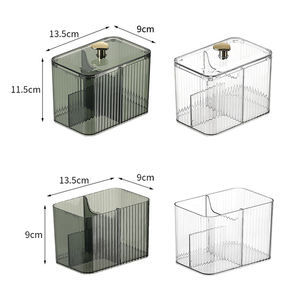 多功能耐用塑料宠物盒桌面棉签化妆储物带盖办公文具容器长方形 - Product Image 6