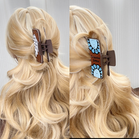 Pinces à cheveux style bohème western vintage en cuir PU, motif tournesol noir, en plastique, pour filles et femmes