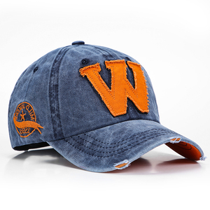 Venta al por mayor de algodón sombreros Vintage inglés carta apliques de gorra de béisbol - Product Image 1