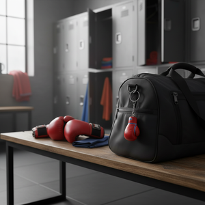 Mini porte-clés gant de boxe rouge avec bande bleue, accessoire d'arts martiaux - Product Image 3