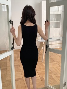 Abito a maglia con scollo all'americana GX-2026 per l'estate e la primavera, con scollatura quadrata <span class=keywords><strong>sexy</strong></span> e gonna a media lunghezza. - Product Image 5