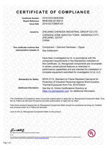 CHENGDA आग प्रतिरोध के लिए ऑटो-ताला धातु जिपर आर शैली दो तरह आग सूट आग retardant विरोधी पीतल जिपर उल प्रमाणपत्र - Product Image 5