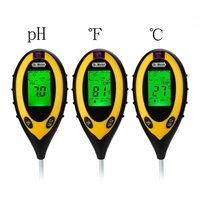 Testeur de Sol Numérique LCD 4-en-1 de pH, Température, Humidité et Luminosité pour Jardin, Plastique Personnalisable OEM pour Ferme