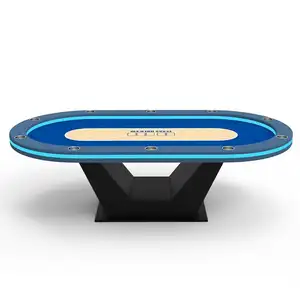 YH高品质豪华设计扑克桌实木钢底德州桌，带杯架