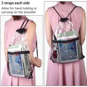 Wholesale Cheap Custom Printed Logo PVC Drawstring Gym <b>Backpack</b> Bag Clear Waterproof Transparent Mesh Pocket Zipper Closure Bag - Product Image 6