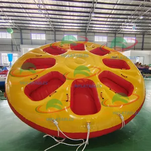 Commercial Crazy New Inflatable Lotus Boat Saturn Rocker Water Ride Spinning Towable Disco Boat Tube Sports UFO Toy