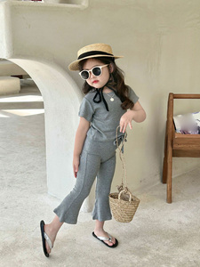 Vente en gros de tenues pour filles 2023, ensembles de vêtements solides pour filles de 2 à 14 ans - Product Image 3