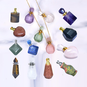 Du lịch nhỏ Xe thủy tinh sang trọng DIY thời trang thạch anh tím Rose Quartz đá quý tự nhiên nước hoa chai pha lê thủ công Mặt dây chuyền - Product Image 1