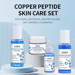 Set de Cuidado Facial Vegano de Marca Blanca OEM Antiarrugas, Iluminador, Refinador de Poros, con Péptidos de Cobre Azul, Blanqueador Facial, AHA y Vitamina C - Product Image 2