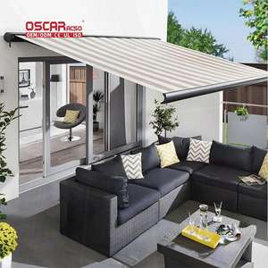 Auvent motorisé pliable, cadre en aluminium blanc, <span class=keywords><strong>tissu</strong></span> en PVC, télécommande, balcon extérieur, jardin, terrasse, auvent à cassette - Product Image 1